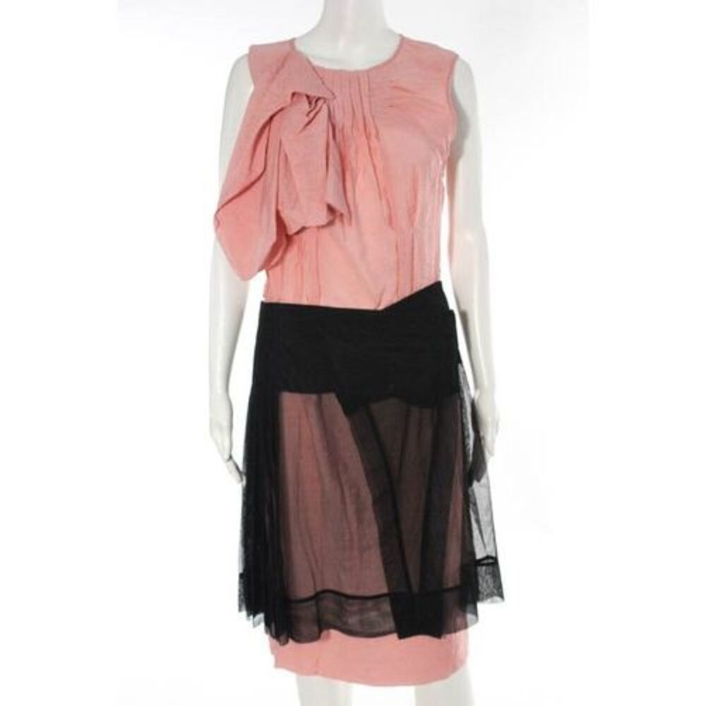 BCBGMaxazria Multi Colored Cotton Sleeveless Scoop Neck Dress Size P